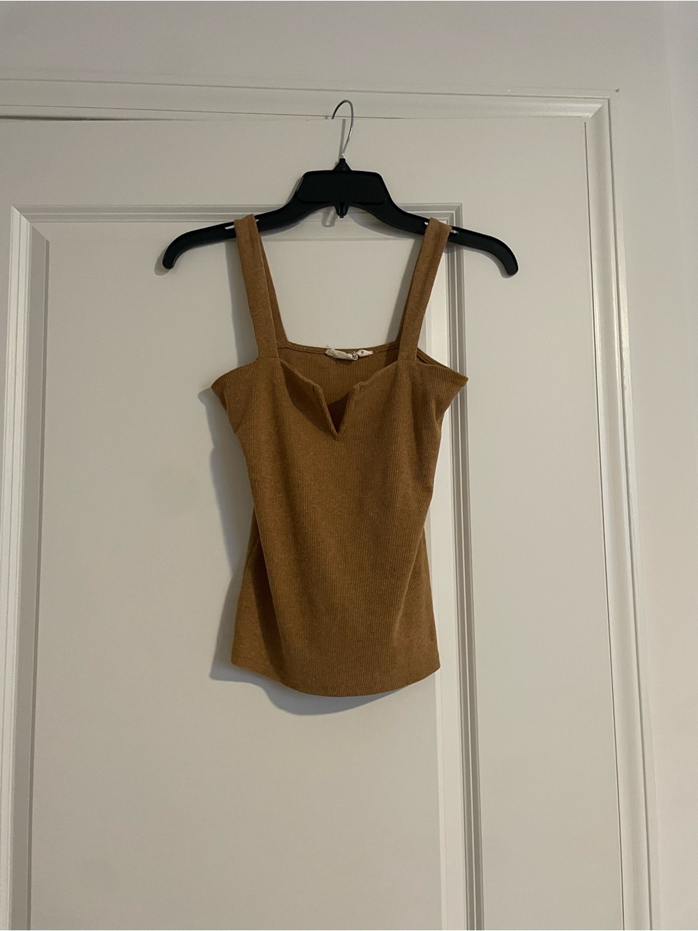 Square Neck Tank Top in Camel Brown